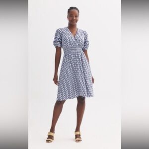 Women's Draper James Short Sleeve Smocked Waist Dress - Blue & White Floral - XS
